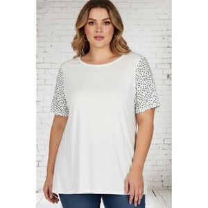 Maurices White Crewneck Tee Polka Dot Flutter Sleeves Size 3X